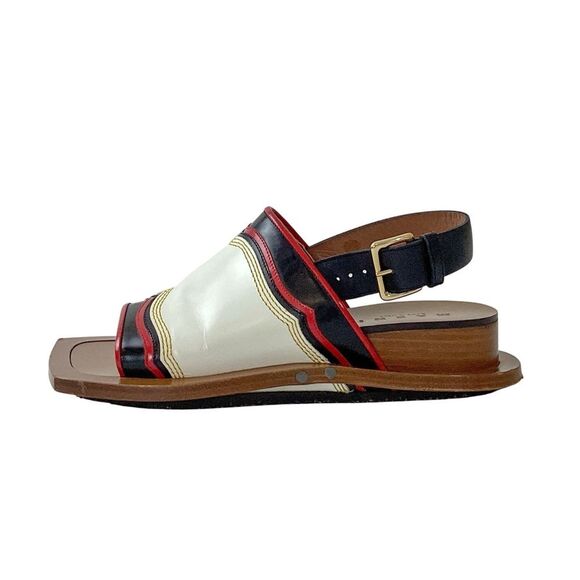 MARNI Size IT 38 (US 8) Sandals Red White Black Colorblock Slingback Shoes - Picture 1 of 15